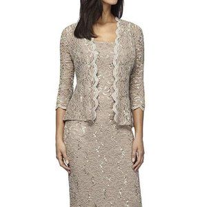 Alex Evenings 112264 Cocktail Dress Cream Size 12